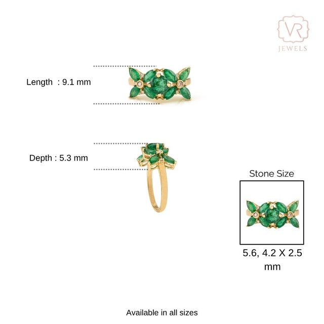 3 Carat Natural Emerald Cluster Engagement Ring With Diamonds in 14k Gold Size 5 For Sale - Image 9 of 13