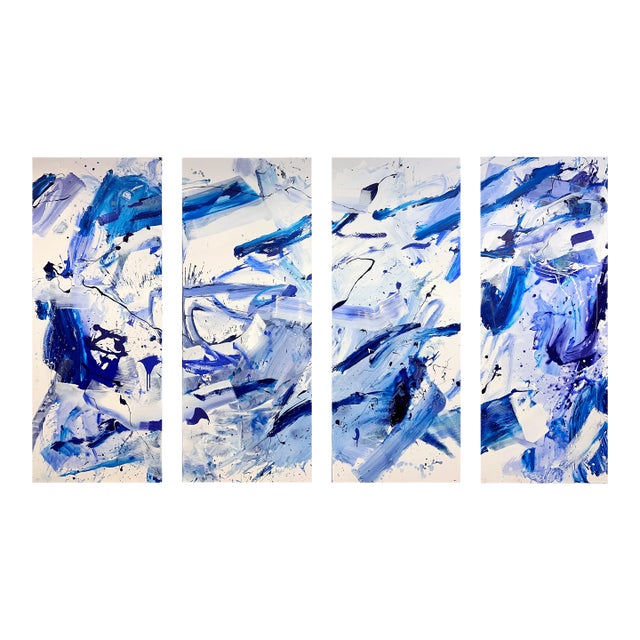 Contemporary Abstract Acrylics, Ink, Spraypaint on Canvas "Highline (Set of Four Paintings)" by Manuela Karin Knaut For Sale