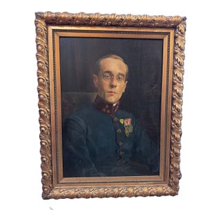 Framed Antique Early 20th Century European Military Officer Oil Portrait, Believed Austro-Hungarian For Sale
