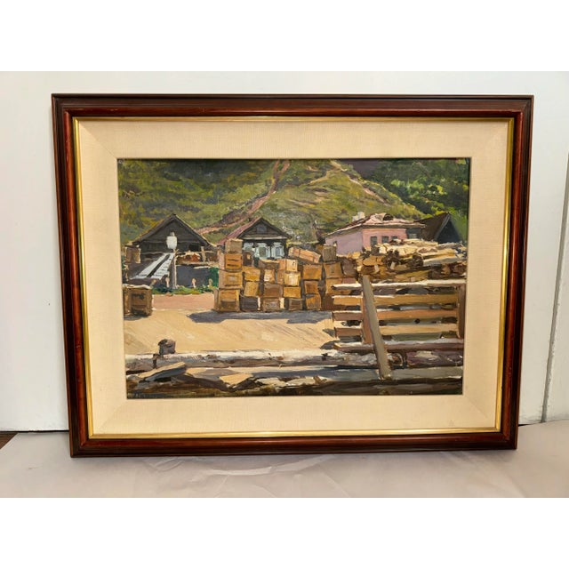 Pushnin, Alexander, "At the Pier," Russian Painting, 1959 For Sale In Los Angeles - Image 6 of 12
