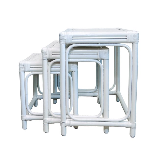 Set 0f 3 Rattan Nesting Tables | Chairish
