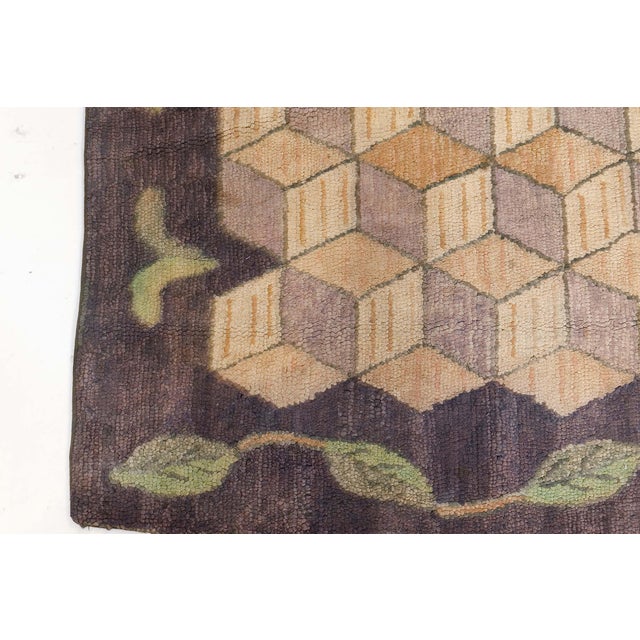 Textile Doris Leslie Blau Vintage American Hooked Geometric Rug For Sale - Image 7 of 9