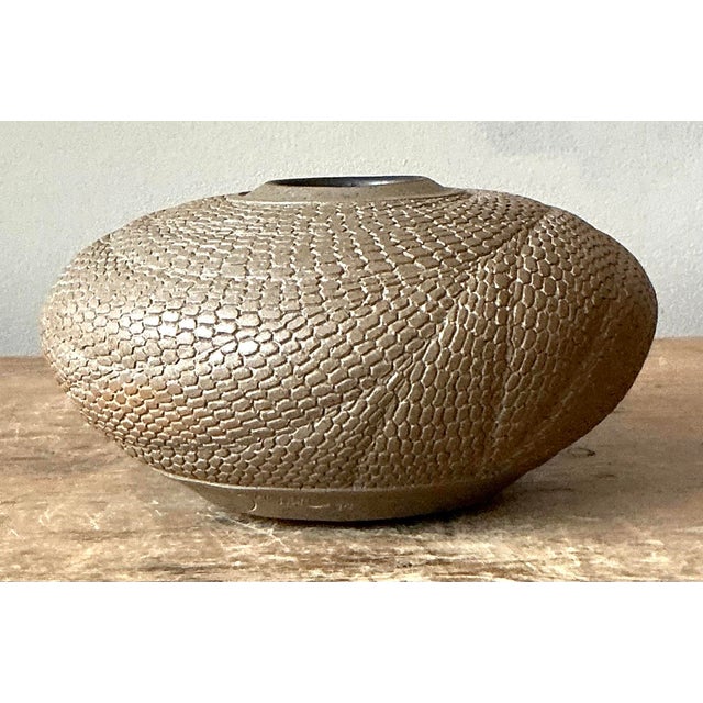 Vintage Boho Snake Skin Original Studio Pottery Vase For Sale - Image 12 of 12
