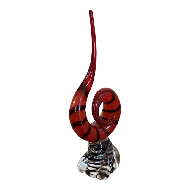 Vintage MCM Murano Style Glassware 13" Twisted Swirl Spiral Abstract Glass Sculpture For Sale