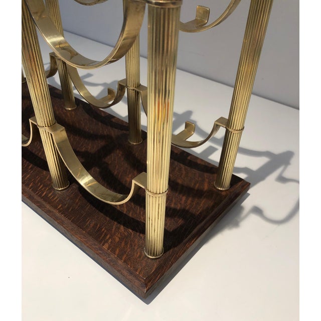 Neoclassical Neoclassical Brass Bottle Rack in the Style of Maison Jansen For Sale - Image 3 of 12