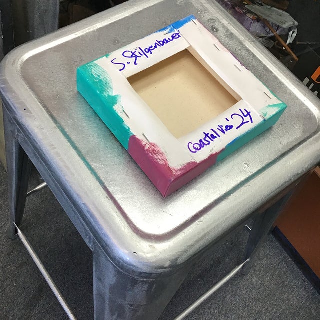 Contemporary Little Abstract Coastal View on Stretched Canvas For Sale - Image 3 of 3