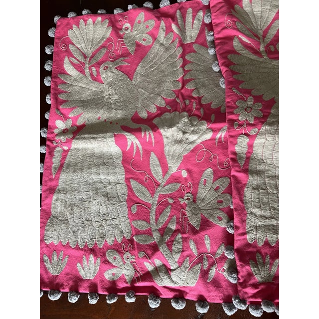 Mexican Mexico Otomi Hand Embroidered Pillow Covers With Tassels a Pair For Sale - Image 3 of 9