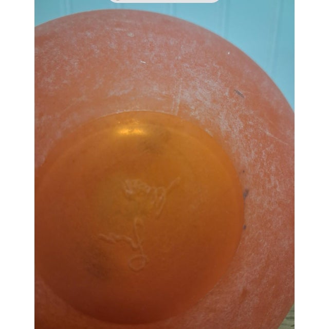 Italian 1980s VNTG Franco Moretti Murano Scavo Glass Vase Signed Orange Blue Amphora Mint Condition For Sale - Image 3 of 8