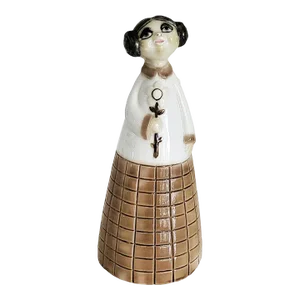 !960s Swedish Porcelain Girl With Flower Figurine
