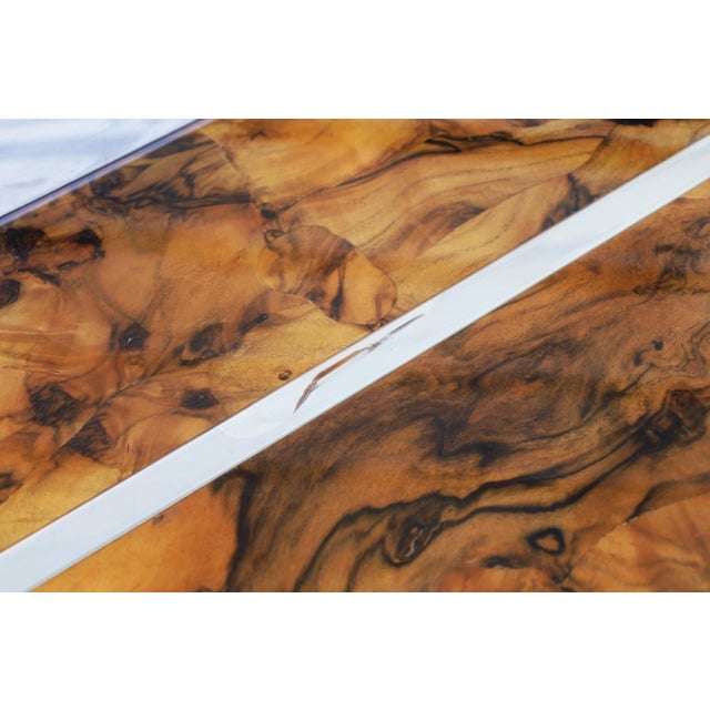 Monumental Oyster Burl Wood and Aluminum Coffee Table, 1970s For Sale - Image 13 of 14