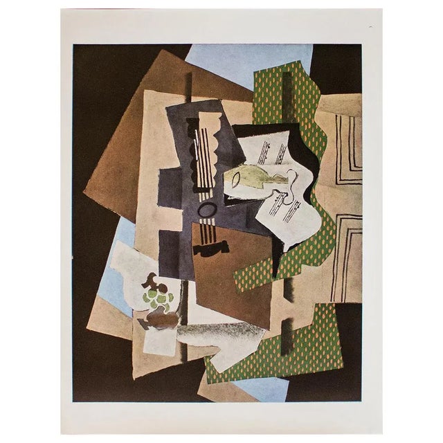 The School of Paris 1940s After Georges Braque "Glass and Guitar", First Edition Period Full-Color Print For Sale - Image 3 of 7
