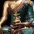 Turquoise Late 20th Century Tibetan Style Gilt Bronze Medicine Buddha Statue With Turquoise Inlay For Sale - Image 8 of 9