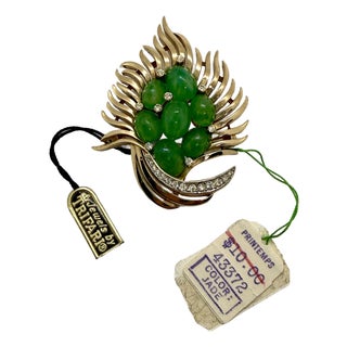 Crown Trifari Original Hangtags Jewels of India Alfred Philippe Brooch Printemps For Sale