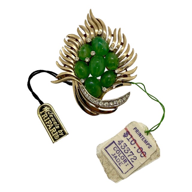 Crown Trifari Original Hangtags Jewels of India Alfred Philippe Brooch Printemps For Sale