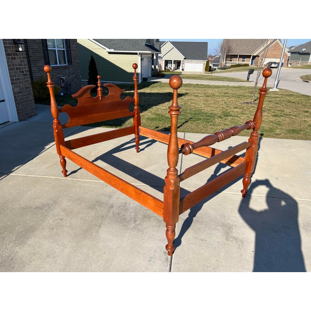 Mid 20th Century Vintage Mid Century Campbellsville Full Size Solid Cherry Cannonball Bed With