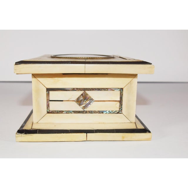 Bone Early 19th Century Antique Bone Box With Miniature Hand Painted Portrait For Sale - Image 7 of 13