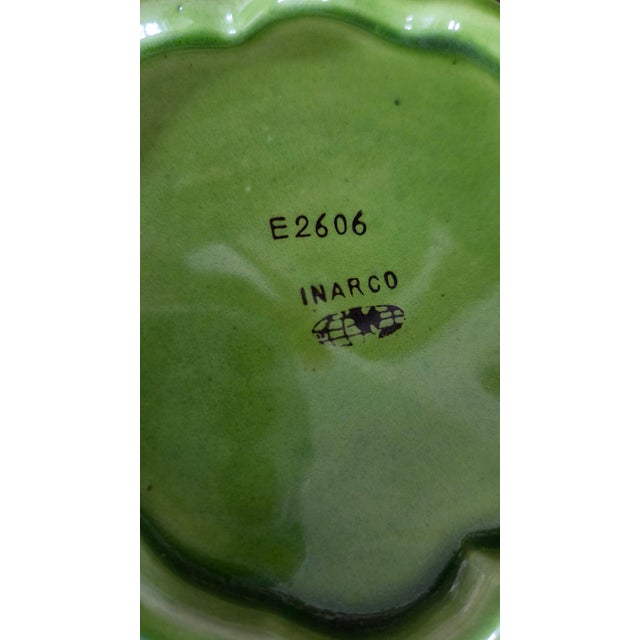 1960s Inarco Japan E2606 Green Majolica-Style Fruit Pedestal Compote For Sale - Image 17 of 18