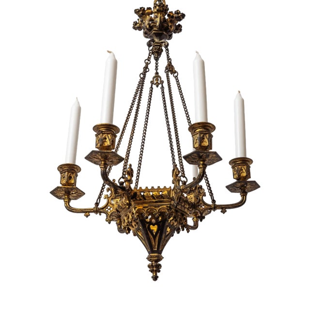 Smaller Neo-Gothic Six-Arm Chandelier For Sale