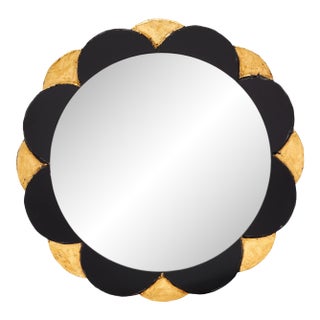 Gold and Black Petal Mirror For Sale