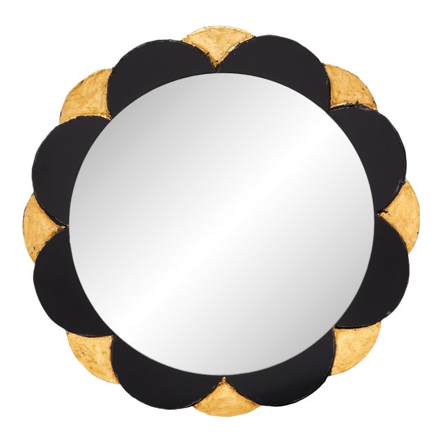 Gold and Black Petal Mirror For Sale