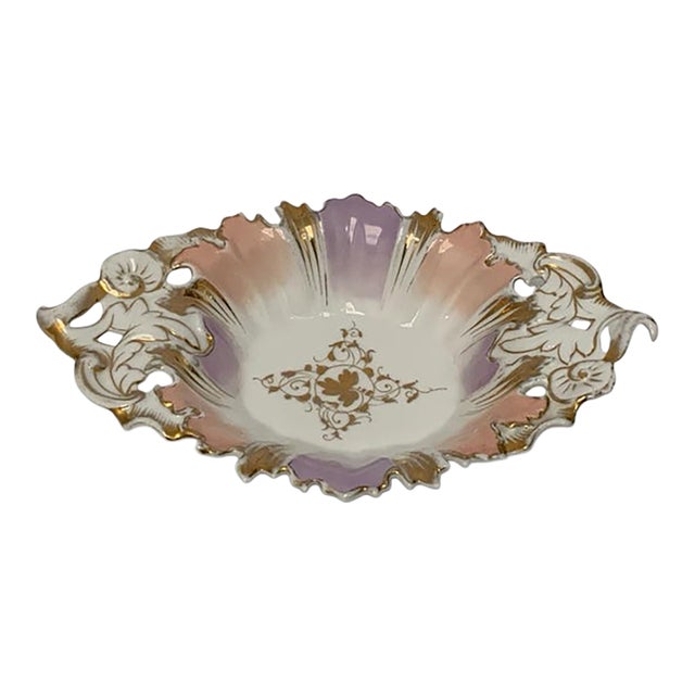 Antique Carl Tielsch c.t. Altwasser Porcelain Rococo Revival Centerpiece Bowl Germany C. 1890–1910 For Sale