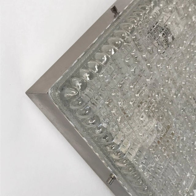 Mid-Century Modern Vintage Italian Glass & Steel Square Sconce, 1970s For Sale - Image 3 of 6