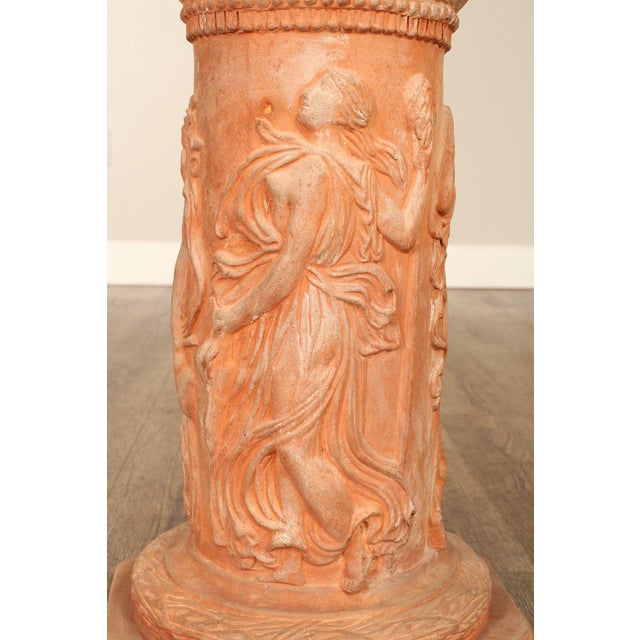 Stone Italian Marble Top Terra Cotta Pedestal For Sale - Image 7 of 12