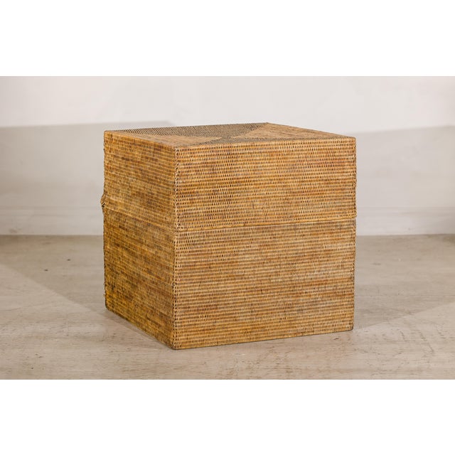 Large Vintage Woven Rattan Storage Box with Removable Lid For Sale - Image 15 of 15