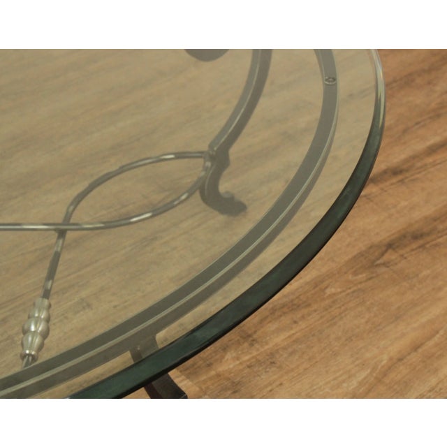 Tuscan Style 60-Inch Round Glass Top Wrought Iron Coffee Table For Sale - Image 10 of 13