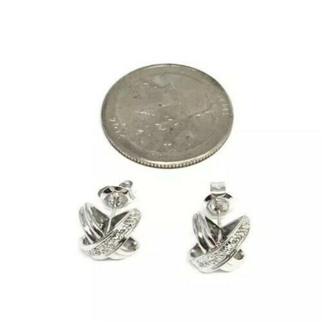 2010s Diamond Stud Earrings 14k Gold "X" 0.10 TCW Certified For Sale - Image 5 of 6