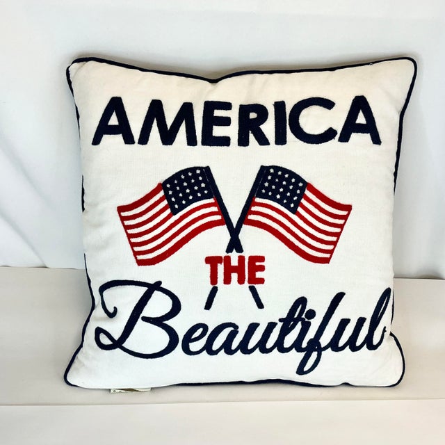 1990s 1990s Vintage Americana Arts & Crafts Boho Chic Down Filled Decorative Pillow Holiday Accent - 4th of July For Sale - Image 5 of 7