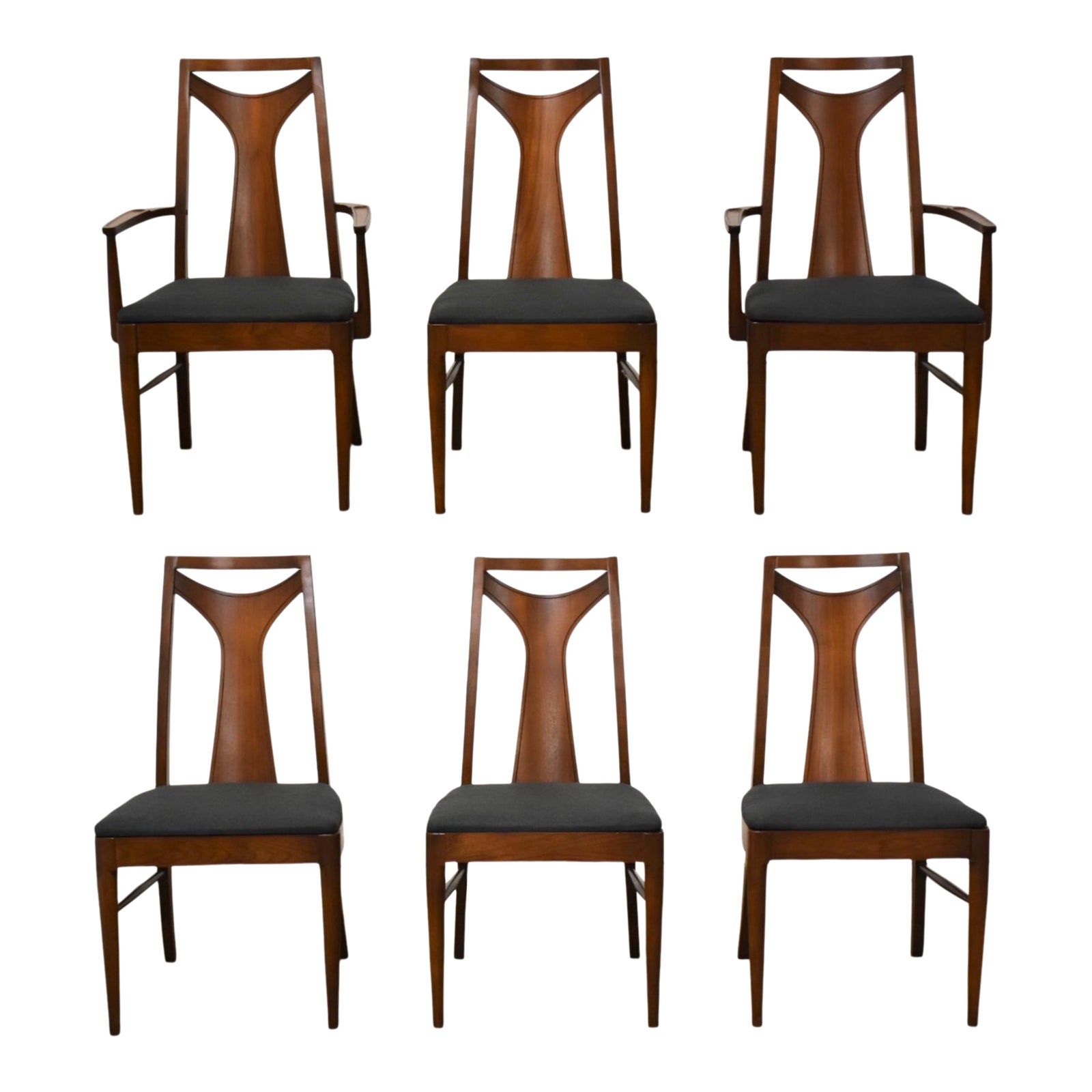 Kent Coffey Perspecta Walnut Dining Chairs- Set of 6 | Chairish