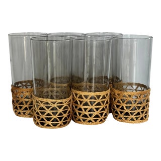 Vintage Mid Century Boho Chic Highball Glassware - Set of 6 For Sale