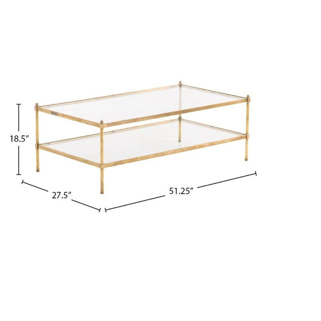 1970's Mid Century Modern Brass and Glass Two Tier Coffee Table For Sale - Image 4 of 4