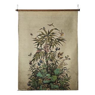 Decorative Window Panel in Fabric with Gouache Print, 1890s For Sale