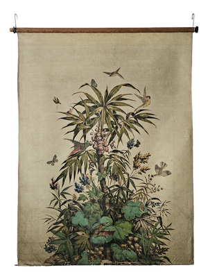 Decorative Window Panel in Fabric with Gouache Print, 1890s