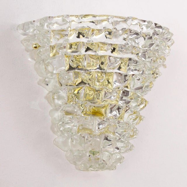 Glass Italian Rostrated Murano Crystal Wall Light, 1970s For Sale - Image 7 of 9
