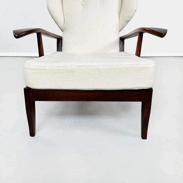 Mid-Century Italian White Fabric & Wooden Armchair by Paolo Buffa, 1950s For Sale - Image 6 of 18