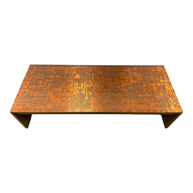 Mid Century Brutalist Etched Copper Top Coffee Table Chairish