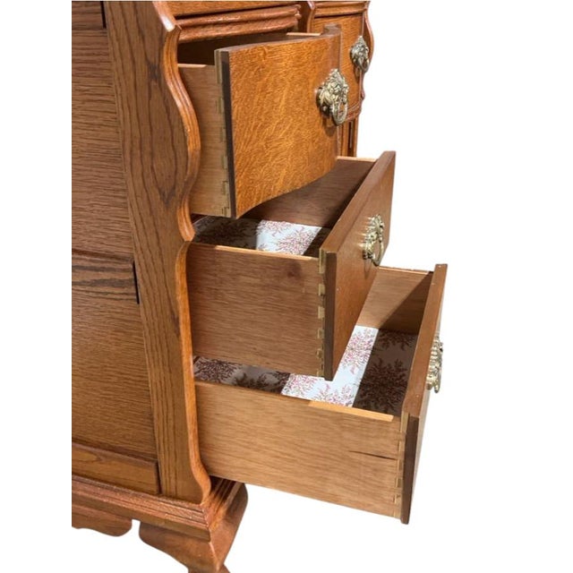 1980s 1980s Lexington "Victorian Sampler" Oak Side-by-Side Secretary Desk and Vanity Chest For Sale - Image 5 of 9