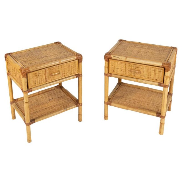Mid-Century Modern Nightstands in Bamboo and Rattan, 1970s, Set of 2 For Sale - Image 18 of 18