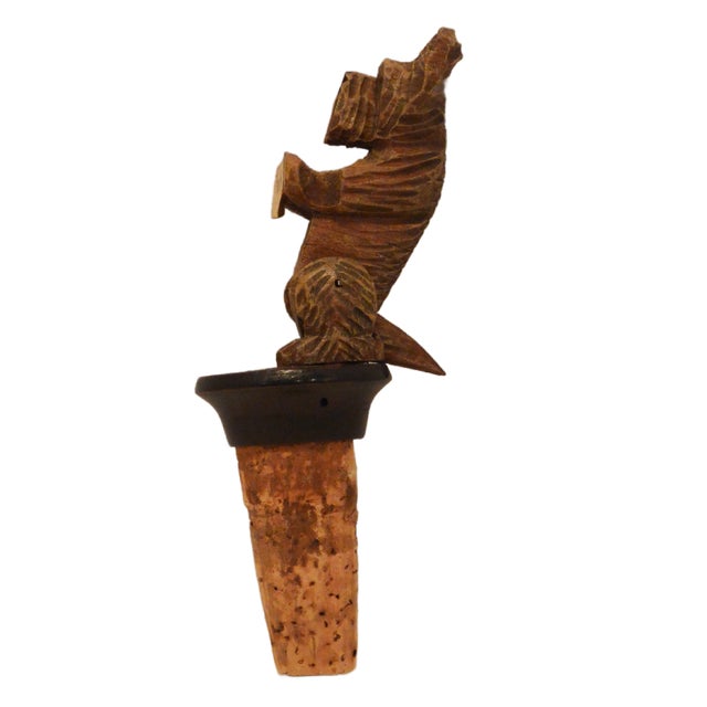 Antique Italian Anri Hand-Carved Wood Terrier - Mechanical Movement Bottle Stopper For Sale In Jacksonville, FL - Image 6 of 9