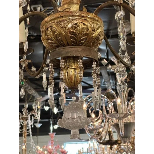18th Century Italian Giltwood and Crystal Chandelier For Sale In Dallas - Image 6 of 8