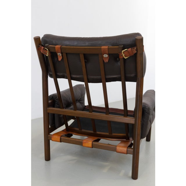 Set of Mid-Century Modern Scandinavian Safari Lounge Chair and Ottoman by Bruksbo, 1970s For Sale - Image 18 of 18