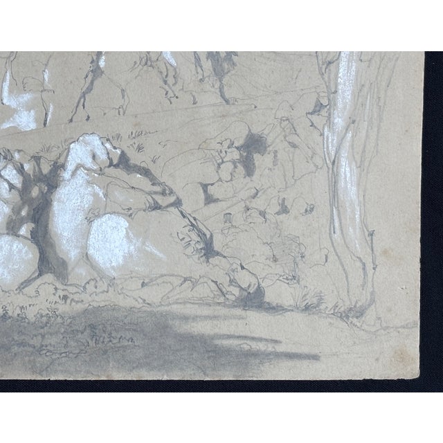 Light Gray Gibraltar Sketch in Graphite and White Crayon, Ca Prior to 1888 For Sale - Image 8 of 12
