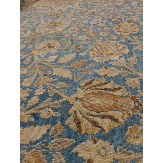 Textile Antique Persian Mashad Carpet, Handmade Oriental Rug, Soft, Taupe, Lt Blue Beige For Sale - Image 7 of 12