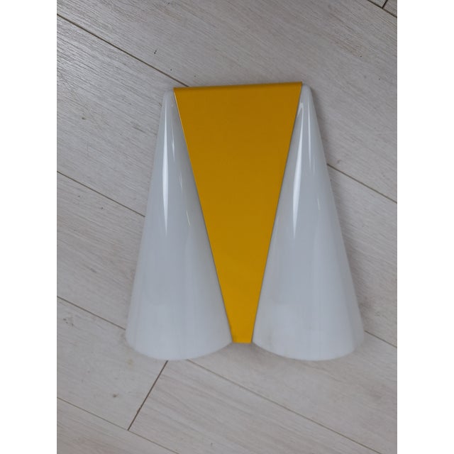 1960s Wall Lamp in Yellow Iron and White Acryllic Glass with Two Lights, 1960s For Sale - Image 5 of 5