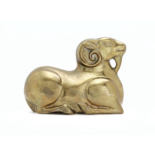Dolbi Cashier Large Late 20th Century Brass Ram Figurine For Sale - Image 4 of 9