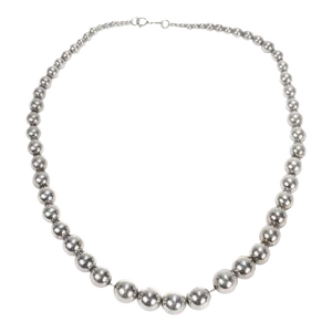 Vintage Southwestern Graduated Sterling Silver Beaded Necklace