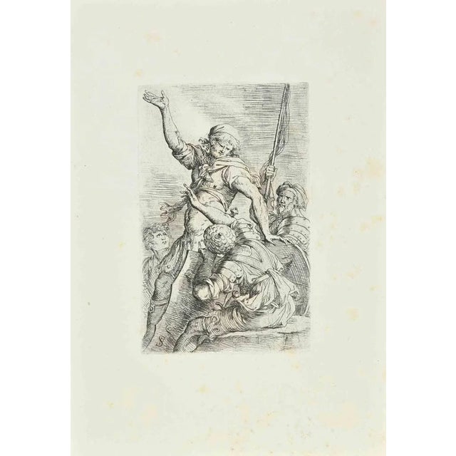 This etching, representing Four soldiers, one with flag, is an 18th century copy after Salvator Rosa and it is from the...